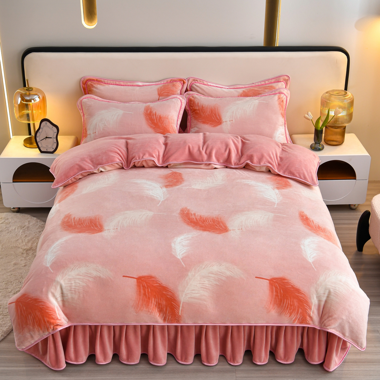 91家纺网 家纺一手货源 找家纺 橘姿家纺 2025新款9-10斤牛奶绒四件套金貂绒四件套 瑞夫丽