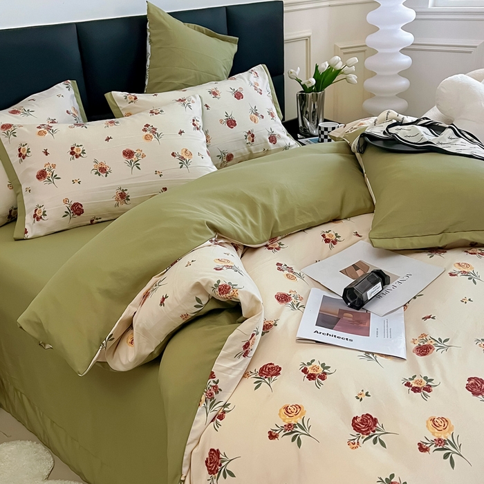 91家纺网 家纺一手货源 找家纺 梵克保罗 2025春夏新款水洗棉麻学生季小号三件套 倾城之恋