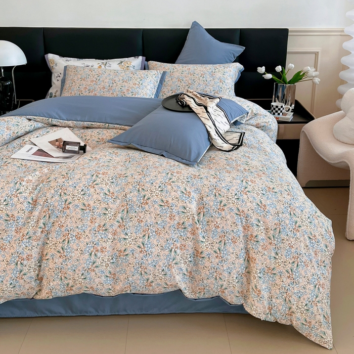 91家纺网 家纺一手货源 找家纺 梵克保罗 2025春夏新款水洗棉麻学生季小号三件套 漫天花语