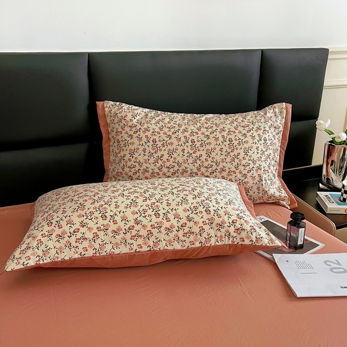 91家纺网 家纺一手货源 找家纺 梵克保罗 2025春夏新款水洗棉麻学生季小号三件套 叶叶情怀