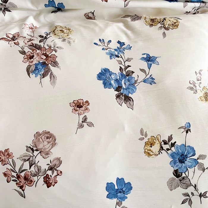 91家纺网 家纺一手货源 找家纺 梵克保罗 2025春夏新款水洗棉麻学生季小号三件套 花语芬芳