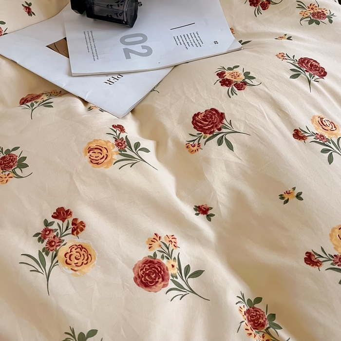 91家纺网 家纺一手货源 找家纺 梵克保罗 2025春夏新款水洗棉麻学生季小号三件套 倾城之恋