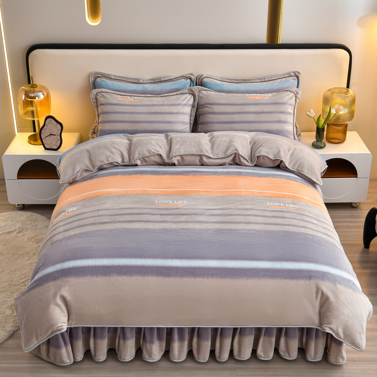 91家纺网 家纺一手货源 找家纺 橘姿家纺 2025新款9-10斤牛奶绒四件套金貂绒四件套 心动日记