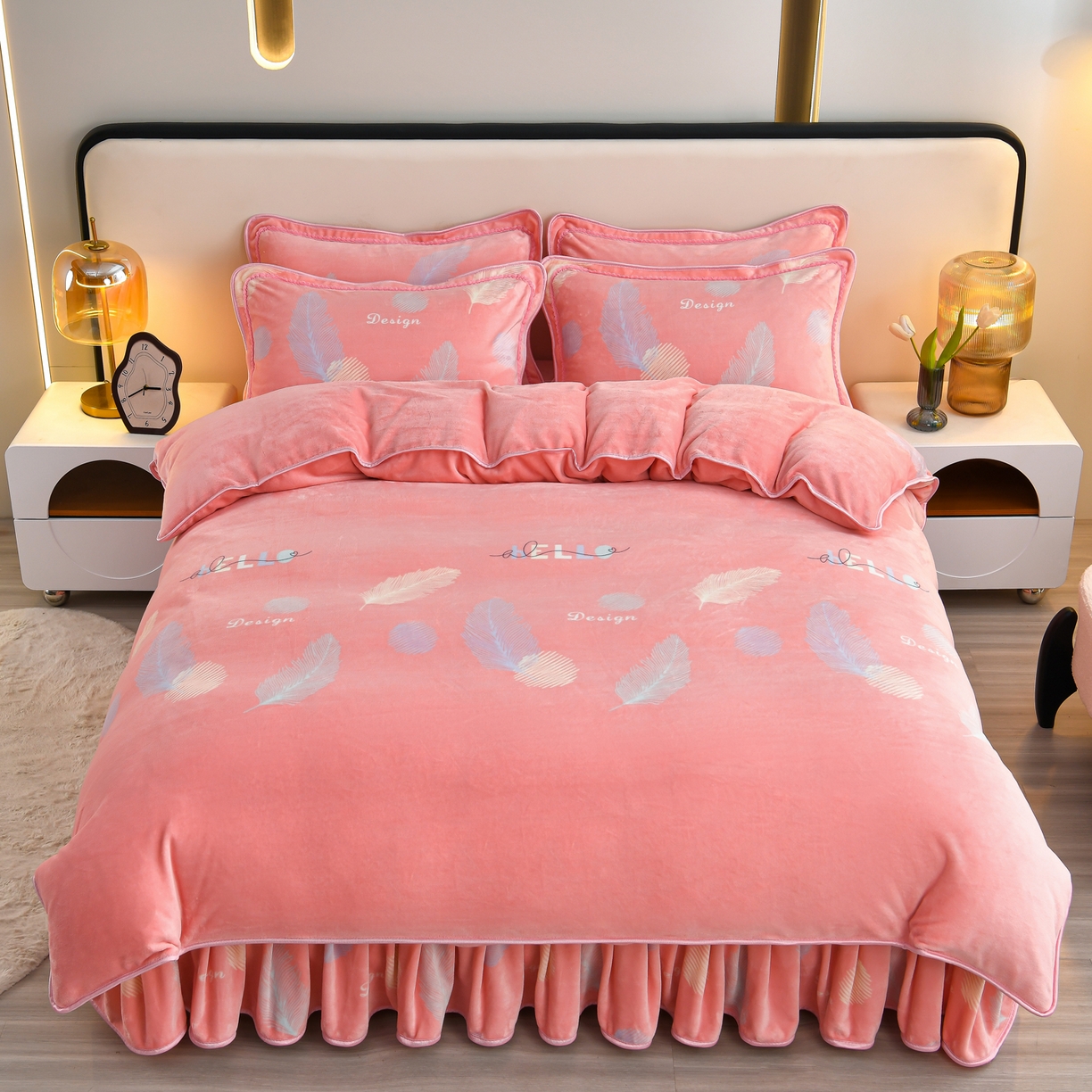 91家纺网 家纺一手货源 找家纺 橘姿家纺 2025新款9-10斤牛奶绒四件套金貂绒四件套 羽之恋