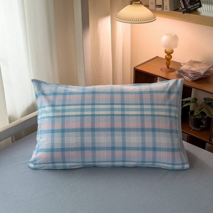 91家纺网 家纺一手货源 找家纺 梵克保罗 2025春夏新品无印风水洗棉学生六件套大礼包三件套枕套被套床单被芯床垫枕芯学生季 英伦蓝