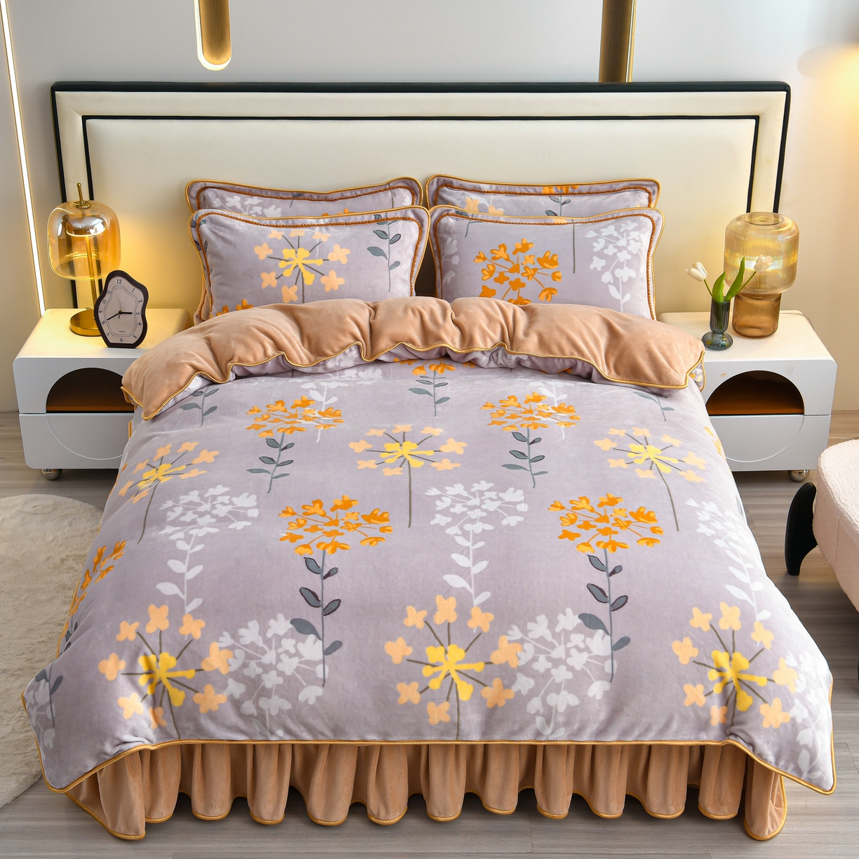 91家纺网 家纺一手货源 找家纺 橘姿家纺 2025新款9-10斤牛奶绒四件套金貂绒四件套 约定