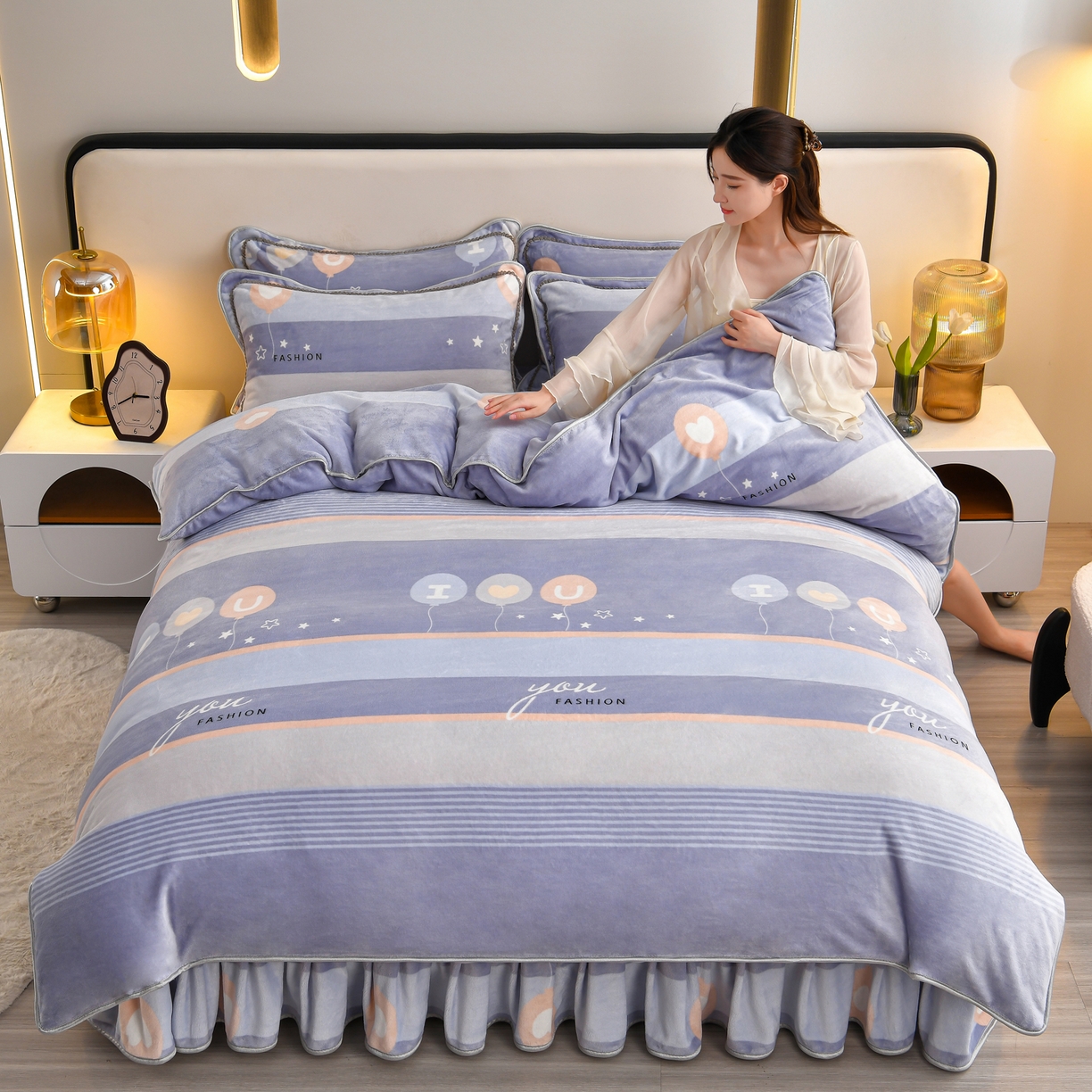 91家纺网 家纺一手货源 找家纺 橘姿家纺 2025新款9-10斤牛奶绒四件套金貂绒四件套 追梦