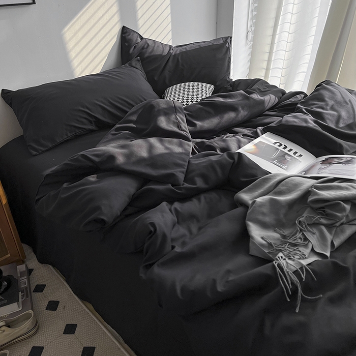 91家纺网 家纺一手货源 找家纺 （总）梵克保罗 2025新款ins风小红书同款纯色双拼水洗棉四件套学生三件套亲肤加厚磨毛四件套混搭系列-单被套单枕套