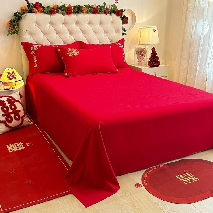 91家纺网 家纺一手货源 找家纺 （总）梵克保罗 2025新款140高克重磨毛亲肤棉刺绣婚庆四件套