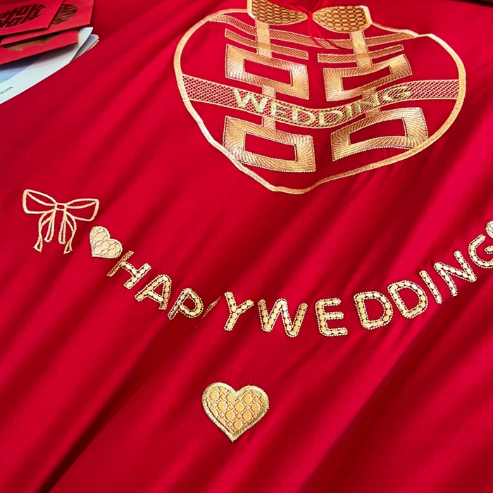 91家纺网 家纺一手货源 找家纺 （总）梵克保罗 2025新款140高克重磨毛亲肤棉刺绣婚庆四件套