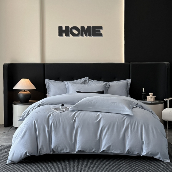 91家纺网 家纺一手货源 找家纺 梵克保罗 2025春夏新品50S长绒棉轻奢提花四件套 婉心-兰