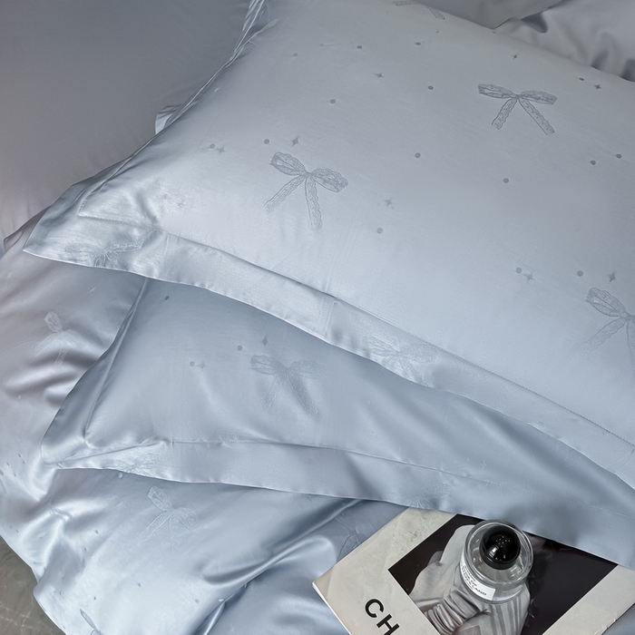 91家纺网 家纺一手货源 找家纺 梵克保罗 2025春夏新品50S长绒棉轻奢提花四件套 婉心-兰