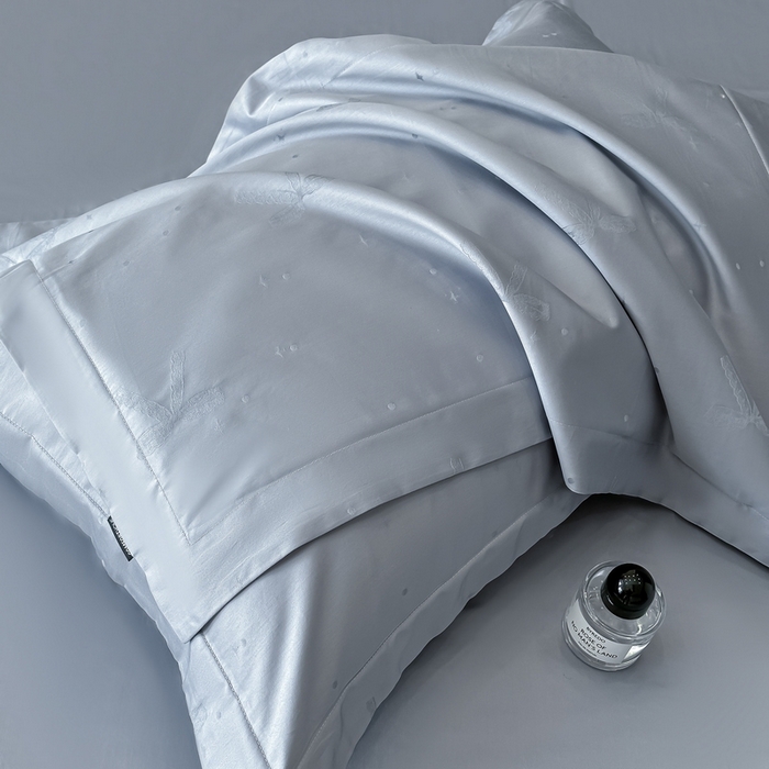 91家纺网 家纺一手货源 找家纺 梵克保罗 2025春夏新品50S长绒棉轻奢提花四件套 婉心-兰