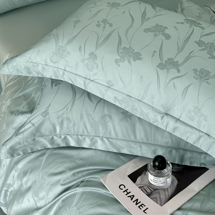 91家纺网 家纺一手货源 找家纺 梵克保罗 2025春夏新品50S长绒棉轻奢提花四件套 柔境-玉