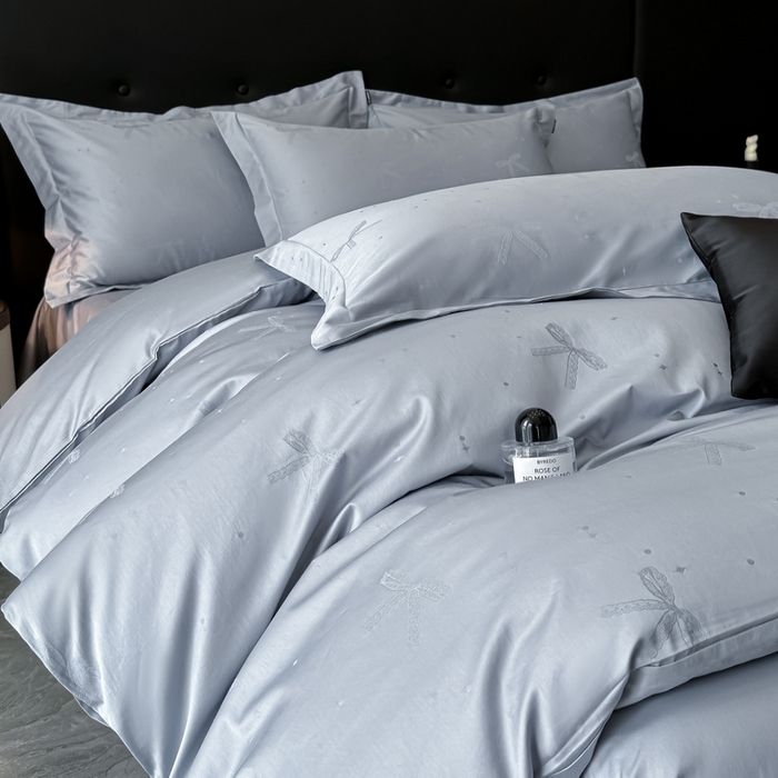 91家纺网 家纺一手货源 找家纺 梵克保罗 2025春夏新品50S长绒棉轻奢提花四件套 婉心-兰