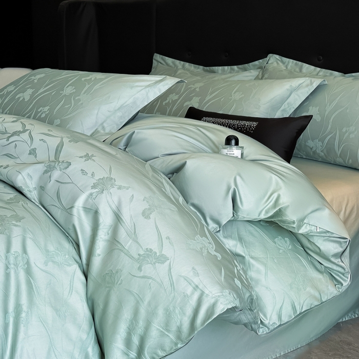 91家纺网 家纺一手货源 找家纺 梵克保罗 2025春夏新品50S长绒棉轻奢提花四件套 柔境-玉