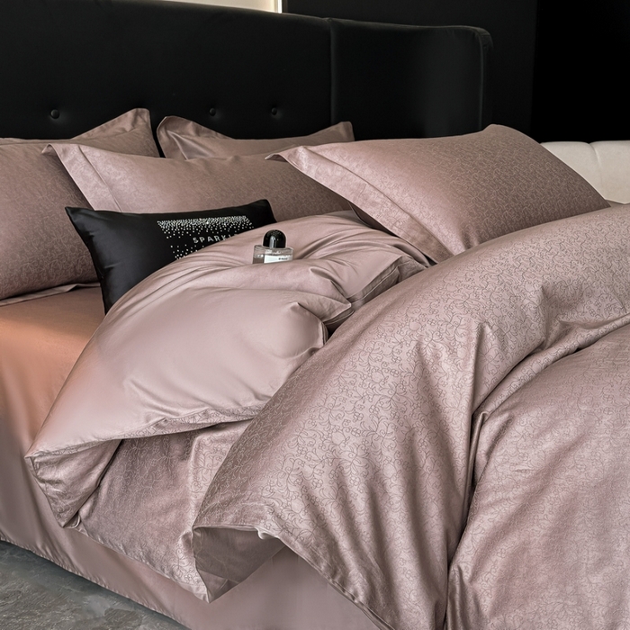 91家纺网 家纺一手货源 找家纺 梵克保罗 2025春夏新品50S长绒棉轻奢提花四件套 知禾-咖