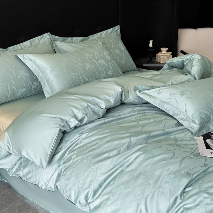 91家纺网 家纺一手货源 找家纺 梵克保罗 2025春夏新品50S长绒棉轻奢提花四件套 柔境-玉