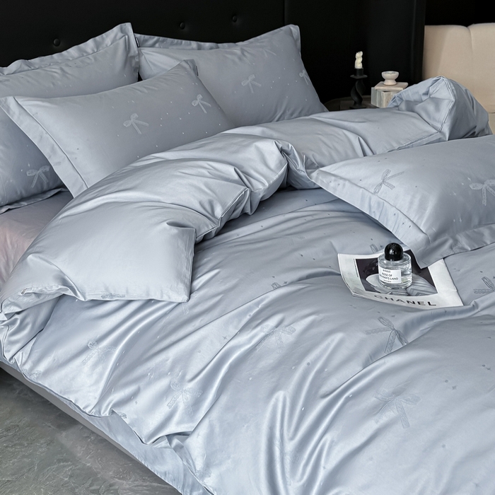 91家纺网 家纺一手货源 找家纺 梵克保罗 2025春夏新品50S长绒棉轻奢提花四件套 婉心-兰