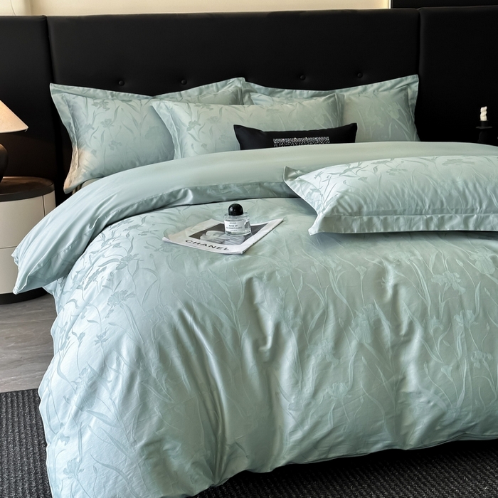 91家纺网 家纺一手货源 找家纺 梵克保罗 2025春夏新品50S长绒棉轻奢提花四件套 柔境-玉