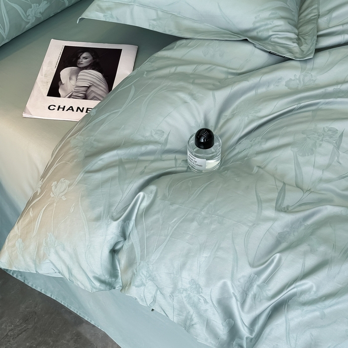 91家纺网 家纺一手货源 找家纺 梵克保罗 2025春夏新品50S长绒棉轻奢提花四件套 柔境-玉