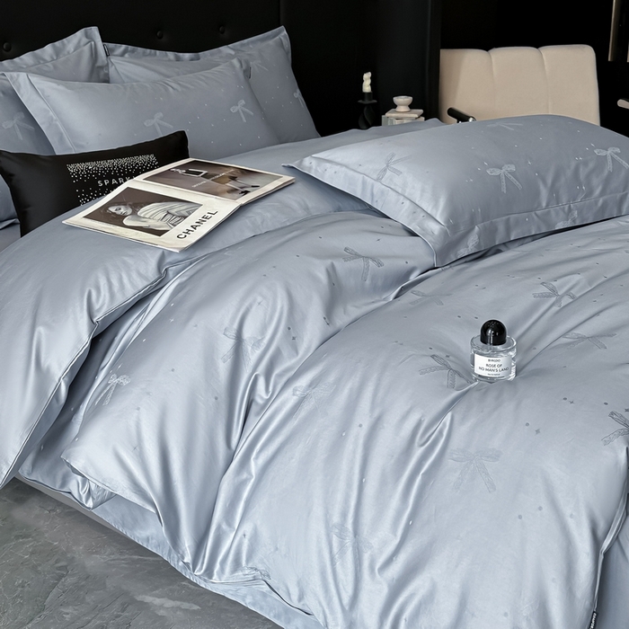 91家纺网 家纺一手货源 找家纺 梵克保罗 2025春夏新品50S长绒棉轻奢提花四件套 婉心-兰