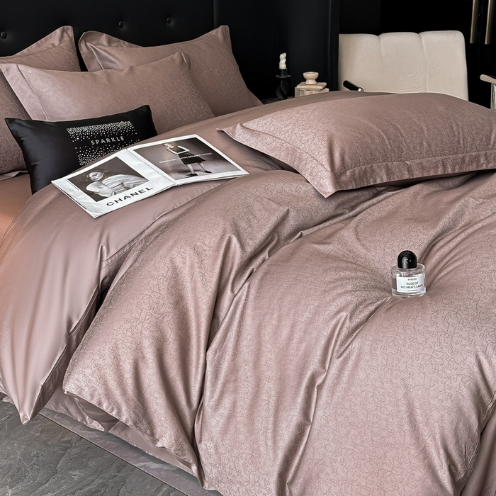 91家纺网 家纺一手货源 找家纺 梵克保罗 2025春夏新品50S长绒棉轻奢提花四件套 知禾-咖