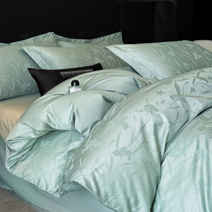 91家纺网 家纺一手货源 找家纺 梵克保罗 2025春夏新品50S长绒棉轻奢提花四件套 柔境-玉