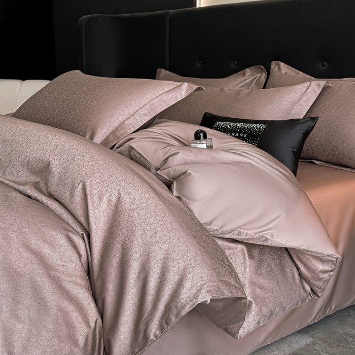 91家纺网 家纺一手货源 找家纺 梵克保罗 2025春夏新品50S长绒棉轻奢提花四件套 知禾-咖