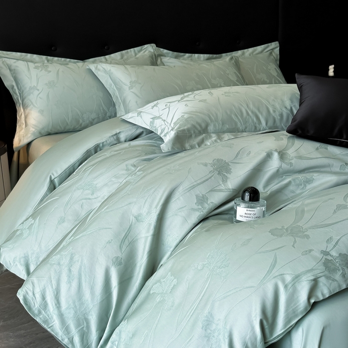 91家纺网 家纺一手货源 找家纺 梵克保罗 2025春夏新品50S长绒棉轻奢提花四件套 柔境-玉