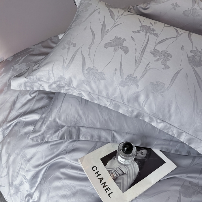 91家纺网 家纺一手货源 找家纺 梵克保罗 2025春夏新品50S长绒棉轻奢提花四件套 柔境-紫