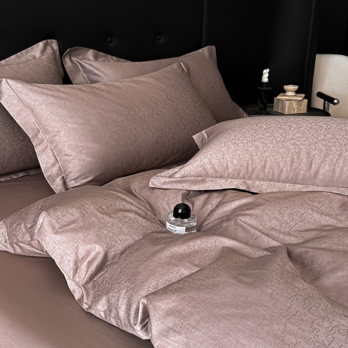 91家纺网 家纺一手货源 找家纺 梵克保罗 2025春夏新品50S长绒棉轻奢提花四件套 知禾-咖