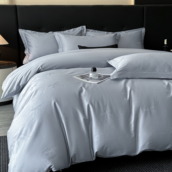 91家纺网 家纺一手货源 找家纺 梵克保罗 2025春夏新品50S长绒棉轻奢提花四件套 婉心-兰