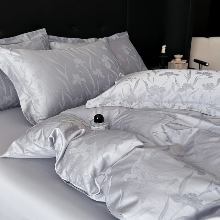 91家纺网 家纺一手货源 找家纺 梵克保罗 2025春夏新品50S长绒棉轻奢提花四件套 柔境-紫