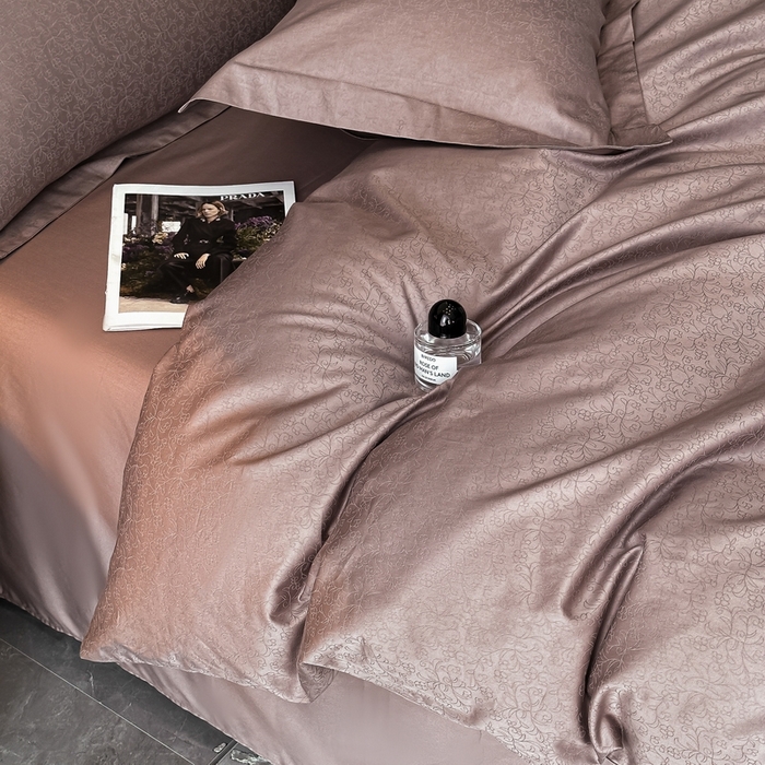 91家纺网 家纺一手货源 找家纺 梵克保罗 2025春夏新品50S长绒棉轻奢提花四件套 知禾-咖