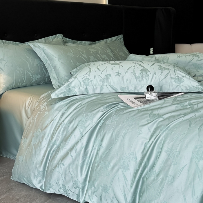 91家纺网 家纺一手货源 找家纺 梵克保罗 2025春夏新品50S长绒棉轻奢提花四件套 柔境-玉