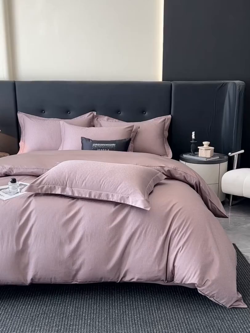 91家纺网 家纺一手货源 找家纺 梵克保罗 2025春夏新品50S长绒棉轻奢提花四件套 知禾-咖