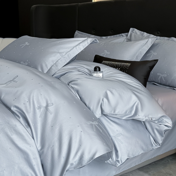 91家纺网 家纺一手货源 找家纺 梵克保罗 2025春夏新品50S长绒棉轻奢提花四件套 婉心-兰