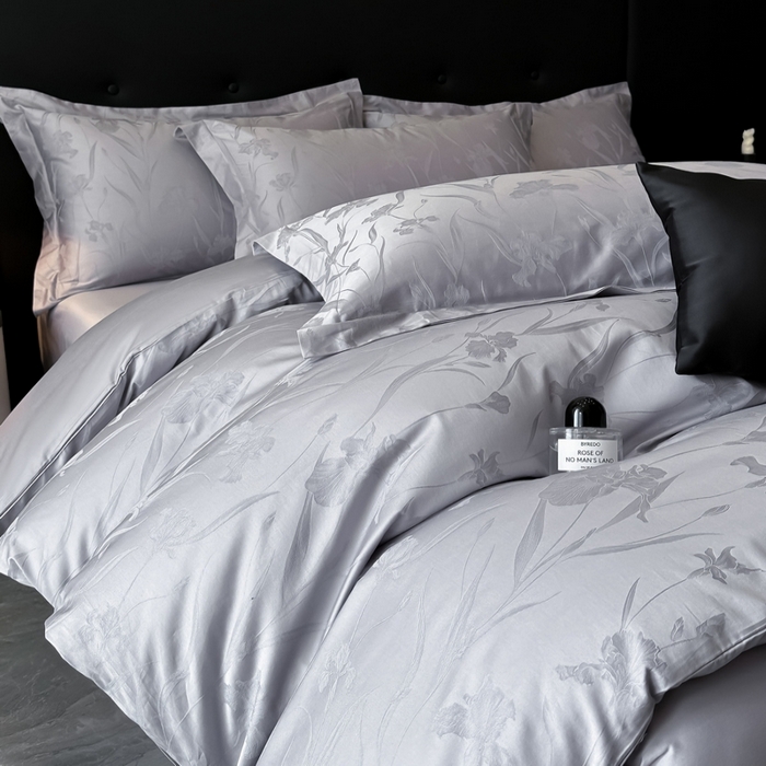 91家纺网 家纺一手货源 找家纺 梵克保罗 2025春夏新品50S长绒棉轻奢提花四件套 柔境-紫