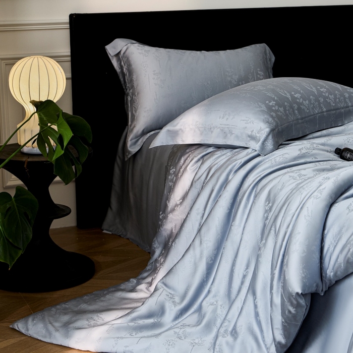 91家纺网 家纺一手货源 找家纺 梵克保罗 2025春夏新款新款纯色LF兰精天丝莱赛尔四件套 雨馨灰