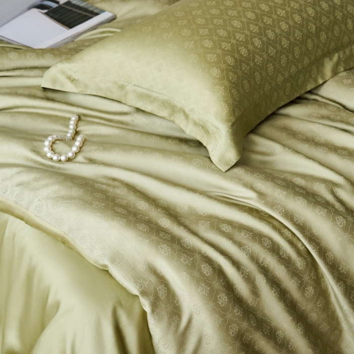 91家纺网 家纺一手货源 找家纺 梵克保罗 2025春夏新款新款纯色LF兰精天丝莱赛尔四件套 夏日绿