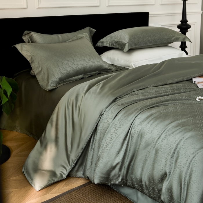 91家纺网 家纺一手货源 找家纺 梵克保罗 2025春夏新款新款纯色LF兰精天丝莱赛尔四件套 神秘雨林