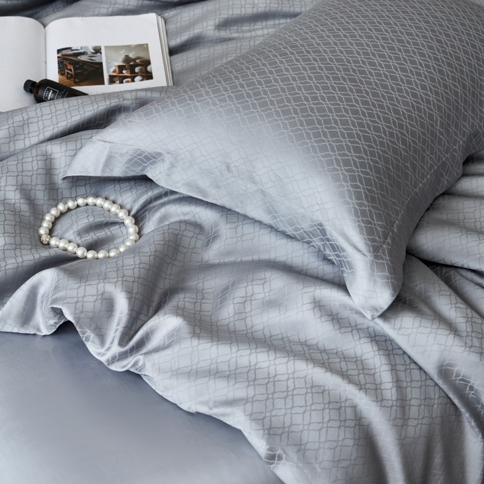 91家纺网 家纺一手货源 找家纺 梵克保罗 2025春夏新款新款纯色LF兰精天丝莱赛尔四件套 银兰