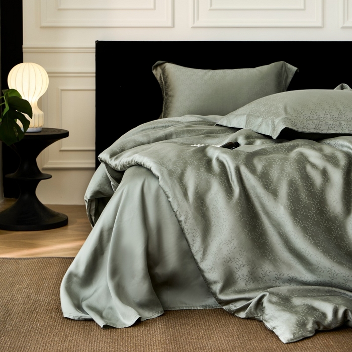 91家纺网 家纺一手货源 找家纺 梵克保罗 2025春夏新款新款纯色LF兰精天丝莱赛尔四件套 神秘雨林