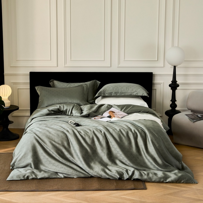 91家纺网 家纺一手货源 找家纺 梵克保罗 2025春夏新款新款纯色LF兰精天丝莱赛尔四件套 神秘雨林