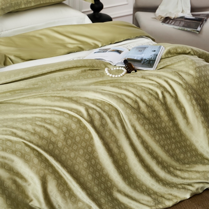 91家纺网 家纺一手货源 找家纺 梵克保罗 2025春夏新款新款纯色LF兰精天丝莱赛尔四件套 夏日绿