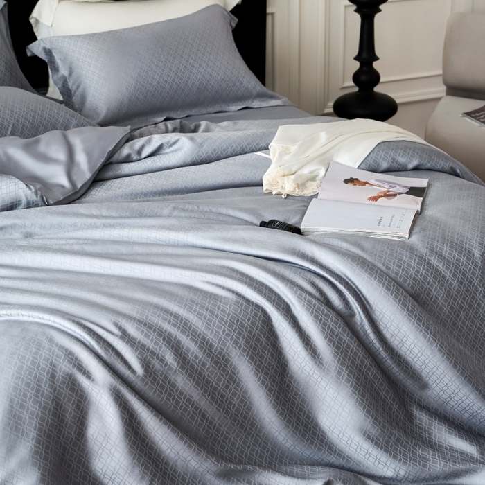 91家纺网 家纺一手货源 找家纺 梵克保罗 2025春夏新款新款纯色LF兰精天丝莱赛尔四件套 银兰