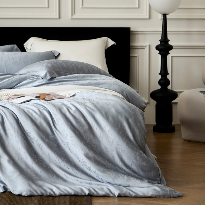 91家纺网 家纺一手货源 找家纺 梵克保罗 2025春夏新款新款纯色LF兰精天丝莱赛尔四件套 雨馨灰