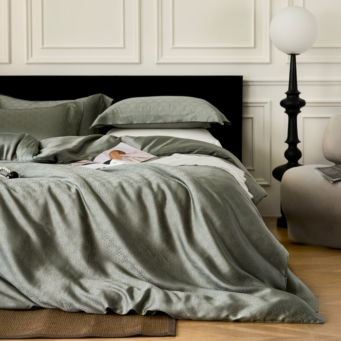 91家纺网 家纺一手货源 找家纺 梵克保罗 2025春夏新款新款纯色LF兰精天丝莱赛尔四件套 神秘雨林