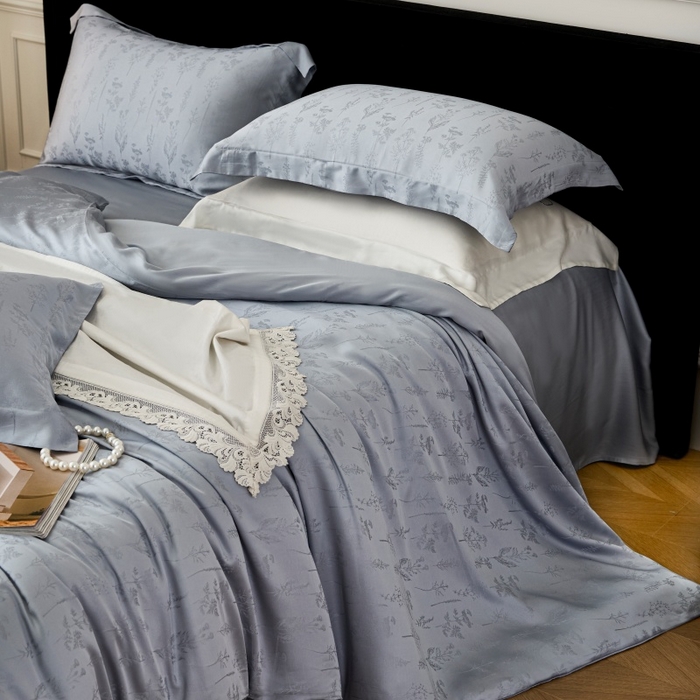 91家纺网 家纺一手货源 找家纺 梵克保罗 2025春夏新款新款纯色LF兰精天丝莱赛尔四件套 雨馨灰